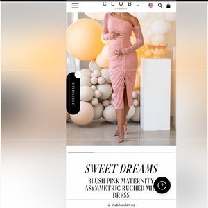 SWEET DREAMS 
BLUSH PINK MATERNITY ASYMMETRIC RUCHED MIDI DRESS